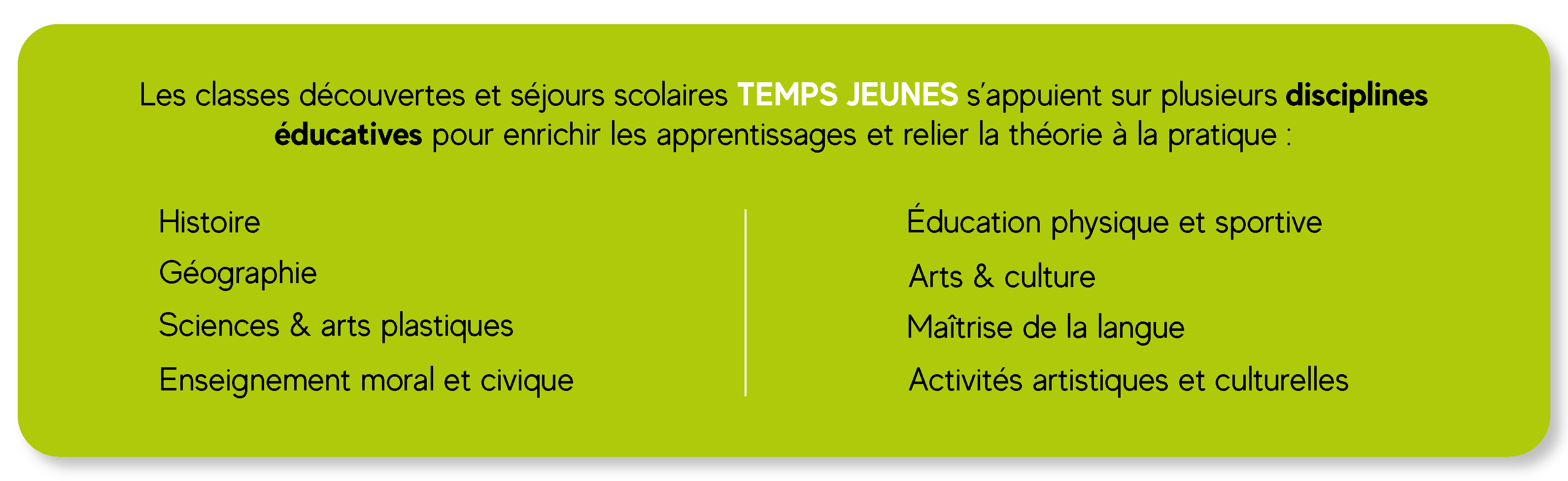 Enseignements en classe découverte