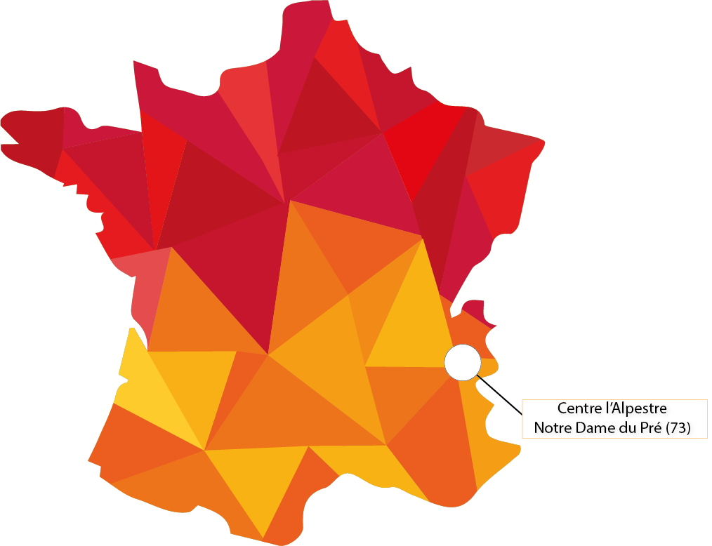 carte de la France et localisation du centre L'Alpestre