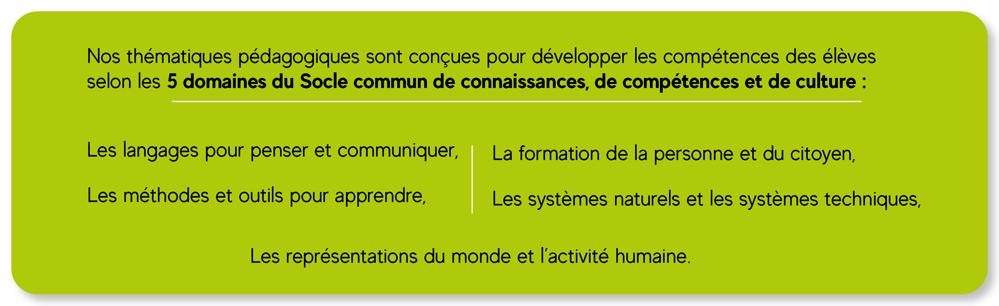 Objectifs thématiques des classes