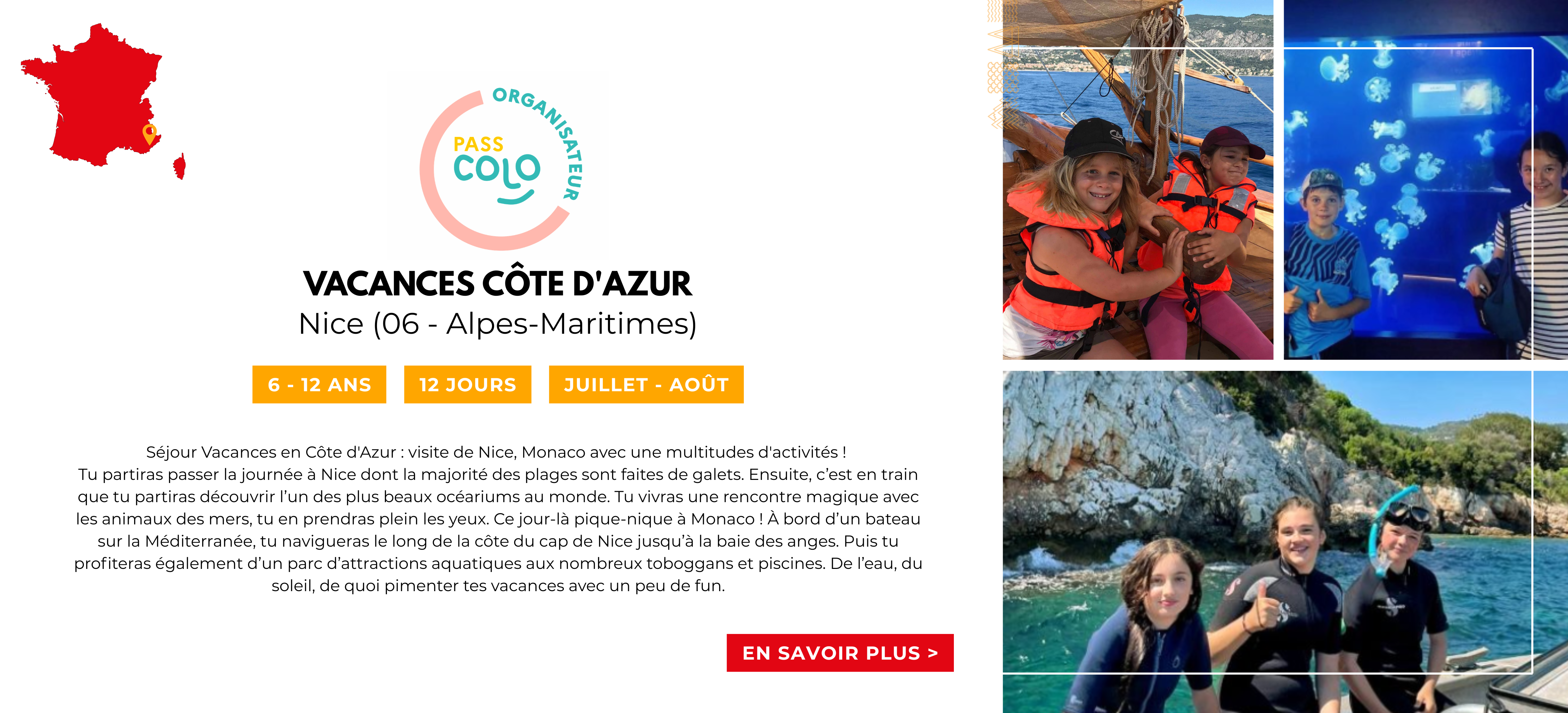 Pass colo ete 2026 Vacances C&ocirc;te d'Azur